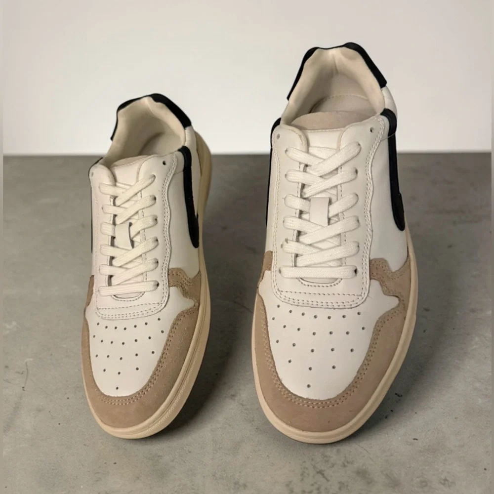 Steve Madden White, Beige & Black Low-Top Sneakers with Black Side Stripe - Picture 3 of 6